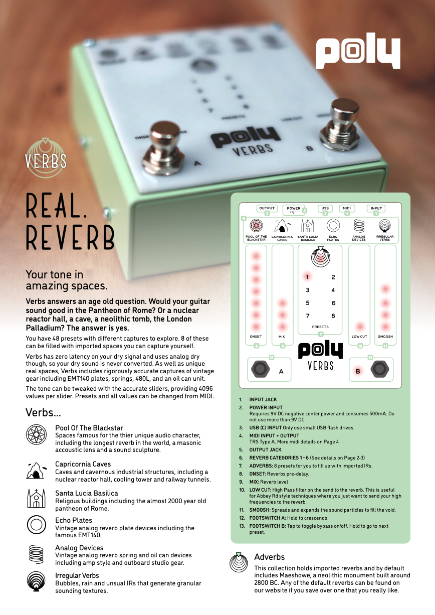 Poly Effects VERBS Reverb Manual page 1